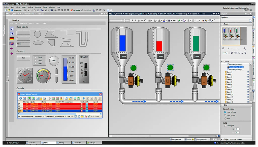 Siemens SCADA using TIA Portal Software (WinCC Professional)